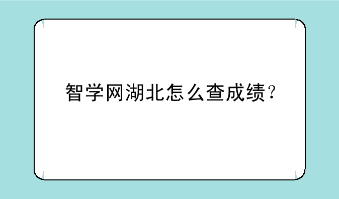 智学网湖北怎么查成绩？
