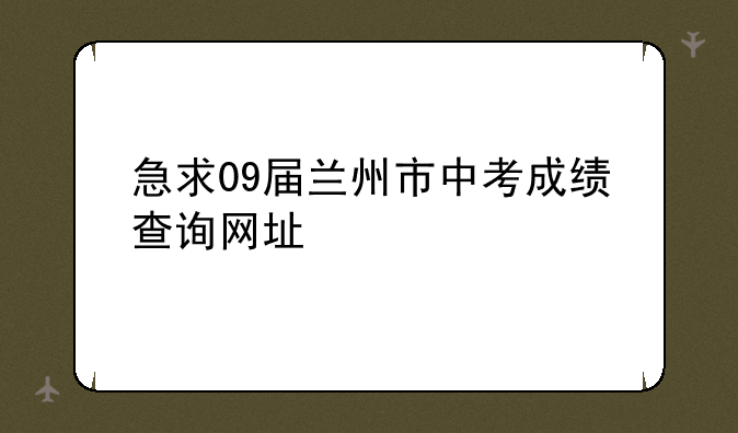 急求09届兰州市中考成绩查询网址