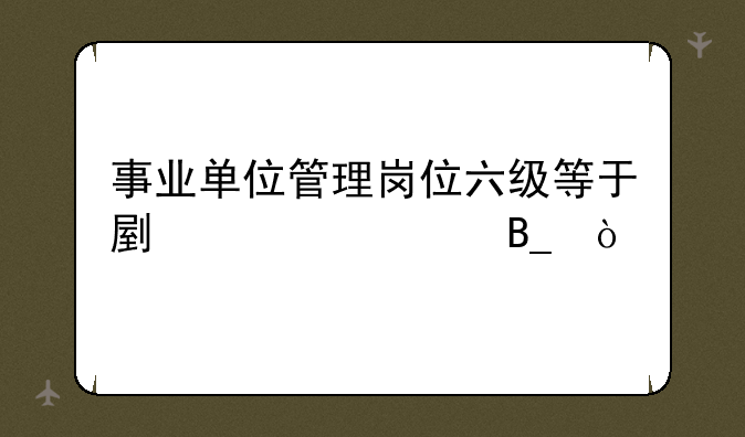 事业单位管理岗位六级等于副主任吗？